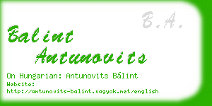 balint antunovits business card